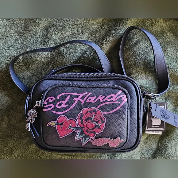 Ed Hardy Black Crossbody Bag - Picture 1 of 5
